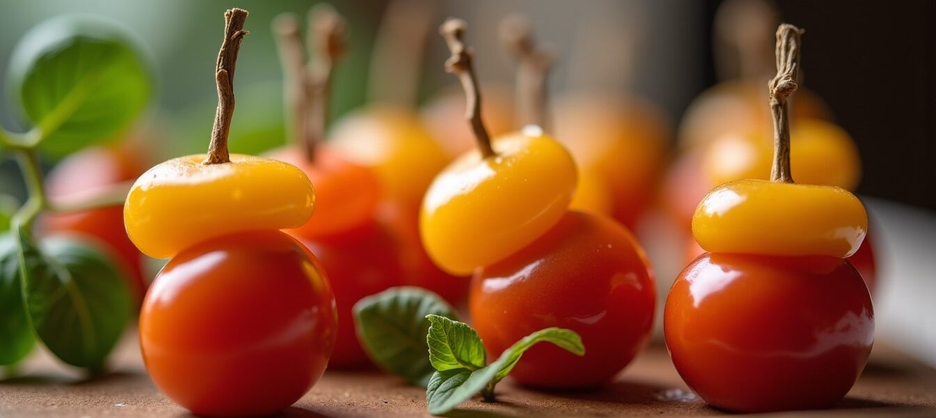 Brochettes apéritives : petites bouchées colorées à savourer