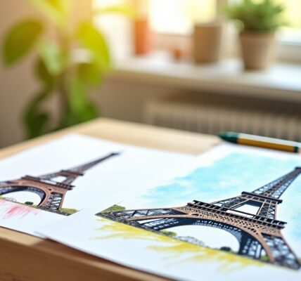 Apprenez à dessiner la Tour Eiffel : version simple pour enfants et illustration réaliste en couleurs